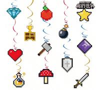12 pièces Décorations de fête de Noël sur le thème de la bataille de pixels Minecraft, ornements suspendus, décor de séquins pour la mise en scène, convient pour Noël, Halloween et diverses fêtes 12 p