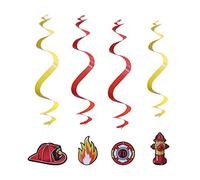 12 Pièces Décorations De Fête De Pompier Tourbillons De Fête des Pompiers Décorations De Tourbillons De Feu Fournitures De Fête De Pompier Faveur De Pompier Spirale Pendaison