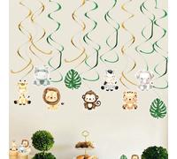 12 pièces Décorations suspendues en spirale avec motifs d'animaux de la jungle, décorations pour fête d'anniversaire, décoration pour baby shower, fournitures pour fête sur le thème de la jungle, Noël