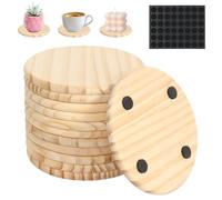 12 Pièces Dessous de Verre Bois Brut sous-Verres Rond Dessous de Verre en Bois avec Tapis Antidérapant Pots de Fleurs Pad Assiette pour Bougies sous de Verre pour Boissons Bougies Succulentes