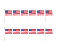 12 Pièces Drapeau Américain à Main 10x15cm, Bâton Bois, Cérémonie | Polyester Résistant, Fanion Remplaçable, Ambiance Patriotique, pour Événements et Rencontres Sportives