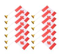 12 Pièces Drapeau Canadien de Table Mini avec Mât et Base Dorée | Drapeau à Feuille D'érable, Drapeau à Main, Plastique Polyester