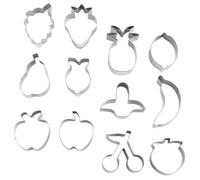12 Pièces Emporte-pièces en Métal pour Biscuits aux Fruits | Acier Inoxydable Argenté, Formes Poire et Fruitées, Usage Pâte à Modeler et Pâtisserie, sans Bavure