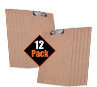 12 Pièces En Bois Porte-bloc A4 avec Pince,Planchettes à pince pour Papier d'écriture Memo des Dossiers,Planchettes à Pince Idéal pour le Travail Quotidien