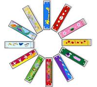 12 Pièces Enfants Harmonica, Jouet d’Harmonica de Dessin Animé avec Double Rangée, 16 Trous Harmonicas pour Tout-Petits pour Jouet d’Instrument de Musique pour Débutants, Cotillons, Sacs de Cadeaux