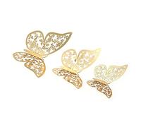 12 pièces/ensemble autocollants muraux papillon 3D autocollants muraux amovibles bricolage Art Stickers muraux décor avec de la colle pour chambre à coucher fête de mariage-or