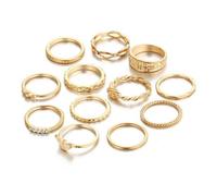 12 Pièces/ensemble Bohème Vintage Knuckle Joint Bague À Ongles Bagues Cristal Knuckle Anneaux Exquis Bijoux Doré