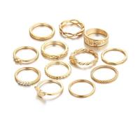 12 Pièces/ensemble Bohème Vintage Knuckle Joint Bague À Ongles Bagues Cristal Knuckle Anneaux Exquis Bijoux Doré Vintage Joint Ring