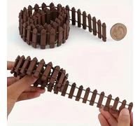 12 pièces Ensemble de mini clôture en bois, décoration de clôture extérieure, petite clôture en bois décorative pour paysage - bords lisses et durables, convient pour jardin de fées et paysage miniatu
