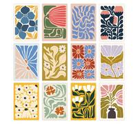 12 pièces Ensemble vintage de cartes postales de fleurs tropicales, collection de feuillage avec des éléments de bouquet floral botanique coloré. Carte décorative murale de fond de maison avec des aut