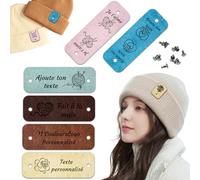 12 Pièces Étiquettes En Cuir Personnalisées Étiquettes Cuir PU Étiquettes Faites à Ia Main Pour Des Projets de Crochet et de Tricot Faites Main Pour Vêtements Chapeaux Écharpes Gants (6.35 * 2 cm)