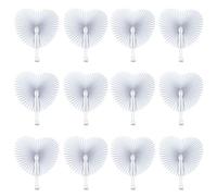 12 Pièces Éventails en Papier Blanc Éventails de Mariage en Forme de Coeur Éventail Pliant à Main avec Poignée en Plastique Éventails Chinois à Main pour Bricolage Artisanat Mariage d'été Cadeaux Fête