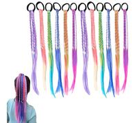12 Pièces Extensions de Cheveux Twist Tressés Colorés,40CM Enfants Extensions de Cheveux Bande,Couleurs Dégradées Filles Postiche pour Femmes et Filles,Pour Fête,Festival,Cadeau