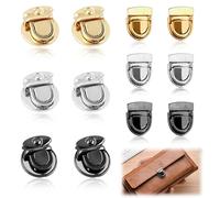 12 Pièces Fermoir Sac a Main, Fermeture Métallique à Pousser en 3 couleur, Serrure de Sécurité pour Portefeuille et Accessoires de Maroquinerie DIY