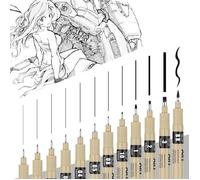 12 Pièces Feutre Noir Pointe Fine, Feutre Professionnel Dessin, Plume Encre De Chine, Stylo Indelebile Pointe Fine, Pour Les Manga,