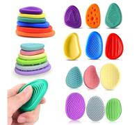 12 Pièces Fidget Toys Pierre Sensorielle, Fidget Toys Sensory Stone en Silicone, Jouets Apaisants pour Enfants Pierres préoccupation Colorées et Texturées pour Enfants Adultes, Jouets Anti-Stress (B)