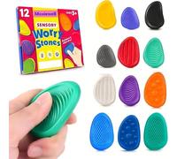 12 Pièces Fidget Toys Pierre Sensorielle, Fidget Toys Sensory Stone en Silicone, Jouets Apaisants pour Enfants Pierres préoccupation Colorées et Texturées pour Enfants Adultes, Jouets Anti-Stress (A)