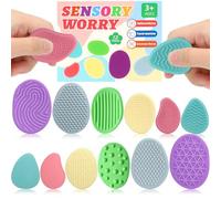 12 Pièces Fidget Toys Pierre Sensorielle, Jouets Anti-Stress Pierre D'inquiétude Texturée, Fidget Toys Sensory Stone en Silicone, Planche à Fidget Sensorielle,Jouet en Silicone pour soulager Stress