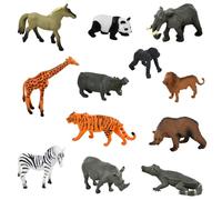 12 Pièces Figurine Animaux Safari, Réaliste Animaux Jungle Miniature, en Plastique pour Enfants pour Enfant Fille Garçons de 3 Ans et Plus