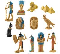 12 Pièces Figurines Égypte Ancienne, Statuettes Décoratives PVC Simulation Pyramide Sphinx Anubis Bastet