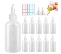 12 Pièces Flacon 100ml, Squeeze Bottle De 100ml avec Entonnoir et Étiquettes, Bouteille Sauce En PE avec Bouchon à Vis, Recipient Sauce pour Moutarde, Mayonnaise, Huile D'olive, Miel, Épices