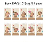 12 pièces Fournitures de bureau Capybara 12/10/8/6/5/4 pièces/set Lilo & Stitch Stitch Kawaii Carnet de poche Manuel Bloc-notes Papier dessin animé Journal à thème de bande dessinée pour étudiants et