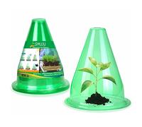 【12 Pieces】 Garden Cloches for Plants, Multifunctional Plant Covers Plant Protectors Transparent Bell Jar Cloches to Protect Plants from Birds, Slugs, Frost, Freeze Weather, 7.8" D x 9.4" H, Green