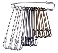12 Pièces Grandes Épingles de Sûreté en Acier Inoxydable Pins de Sécurité Grandes, 3 Taille (Argent, Bronze et Noir)