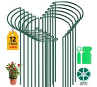 12 Pièces 25x60cm Grands Tuteurs pour Plantes, Support Plante Semi-Circulaire, Tuteur Pivoine, Tuteur Plante Interieur, Anneau de Support de Plante pour Hortensias, Pivoines, Plantes Vivace, Légume