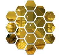 12 Pieces Honeycomb Wall Mirror Sticker Gold Wall Mirror Sticker Acrylic Mirror Wall Tile Bathroom Mirror Sticker Home Bedroom Living Room Decoration