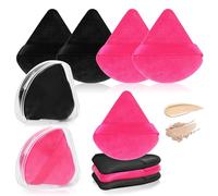 12 Pièces Houpette Maquillage Triangle 5 Roses 5 Noires avec 2 Étuis de Rangement pour Poudre Libre et Fond de Teint Utilisation Sec Humide Réutilisables pour Femmes et Accessoire Maquillage Femme