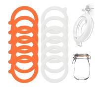 12 Pièces Joint Bocaux en Silicone 95x73 mm, Remplacement Joints de Bocal, Joint Bocaux, Anneaux en Caoutchouc, pour Bocaux en Verre Pot à Bonbons Stockage des Aliments (Blanc,Orange)