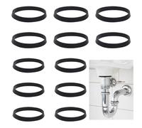 12 pièces | Joint de vidange d'évier, joint de tuyau d'évacuation, 6 x 1/4 pouce (32 mm) joint en caoutchouc, joint de siphon, 6 x 1/2 pouce (40 mm) joints pour siphon