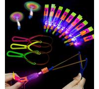 12 Pièces - Jouet Lance-Pierre, Lance-Fusée Led, Jouet Lance-Pierre Volant Lumineux, Nouveau Jouet Comique Extensible Pour Soulager Le Stress, Convient Pour Les Cadeaux D'enfants, Les Farces, Les Four
