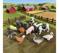 12 pièces Jouets modèles d'animaux sauvages peints à la main, figurines miniatures réalistes d'animaux de la jungle et du zoo - girafe, ours noir, lion, tigre, ours brun, ours polaire, gorille, élépha
