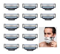 12 Pièces Lames de Rasoir Homme Compatible Mach 3, Recharges de Lames de Rasoir Compatible avec Manche Mach 3, Triple Lame, Conception Anti-Colmatage, Bandes Lubrifiantes Douces, Idéal Peau Sensible