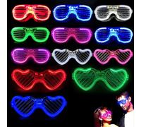 12 Pièces Lunettes Lumineuses, Lunette LED Neon Lumière Montures de Lunettes LED, Lunettes de Fête pour Fête de Noël, Fête Halloween Décorations,Soirée Disco,Soirée de Folie,Rave,Cosplay,Anniversairet