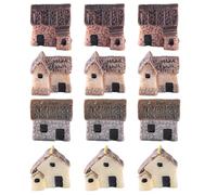 12 pièces Maison Miniature pour l'artisanat, Jardins de fées Mini Maison en résine de Pierre - pour Cour bonsaï Micro décoration Paysage Miniature, Maisons, Mini, Maisons, fo