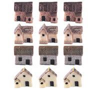 12 pièces Maison Miniature pour l'artisanat, Jardins de fées Mini Maison en résine de Pierre - pour Cour bonsaï Micro décoration Paysage Miniature, Maisons, Mini, Maisons, fo