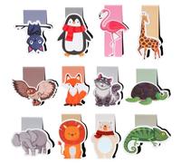 12 Pièces Marque Page Magnétique Animaux, Marque-page Magnétique pour Enfants, Signets Magnétiques, Magnetic Bookmark pour Enfants, Enseignants, Étudiants, Amateurs de Livres (B)