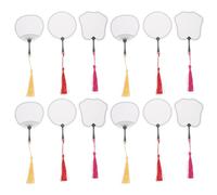 12 Pièces Marque-pages Éventail en Papier Blanc avec Pompon, DIY