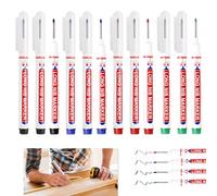 12 Pièces Marqueurs Trou Profond, Feutre Chantier Permanents à Pointe Fine de 20mm, Marqueur Trou Percage, Marqueur Chantier Indélébile pour Marquages Difficiles d'Accès (Noir, Bleu, Rouge, Vert）