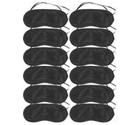 12 Pièces Masque de Nuit Satin Doux Yeux, Occultant, Noir | Polyester à Deux Couches, Surface Lisse, Usage Avion et Chambre D'hôtel, Format Portable