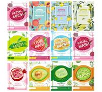 12 Pièces Masque Hydratant Visage, Cadeaux de Lot de 12 Masques, Masque Visage Femme pour Une Peau Eclatante, Cadeaux de pour Collègues, Dames, Mama