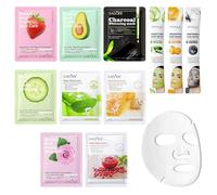 12 Pièces Masque Hydratant Visage, Masque Facial Nourrissant pour Femmes Adolescentes, Eclaircissant, Nourrissants, Apaisants et Hydratants, pour Tous Types de Peau