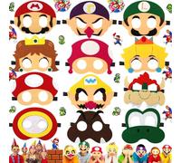 12 Pièces Masques de Mario, Masque de Feutre Deguisement pour Cosplay, Masque à Anniversaire Enfant, Masque Cosplay avec Corde élastique, Enfants et Adultes pour Mascarade Cosplay(Plusieurs styles)