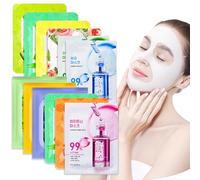 12 pièces Masques Tissus Hydratants, Masque Visage Apaisant, Masque en feuille de Daily Care, Augmente l'éclat de la peau, Set de soins pour la peau pour les femmes pour à de nombreux types de peau