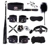 12 PièCes Menottes De Yoga Double En Cuir + Accessoires De Design Multifonctionnel, éQuipement De Sport IntéRieur De Loisir Unique+Y12.1(Noir)