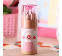 12 Pièces Mignon Ours Dessin Animé Mini Crayons De Couleur Avec Taille-Crayon Kawaii Papeterie Peinture Crayons Pour Enfants Fournitures Scolaires