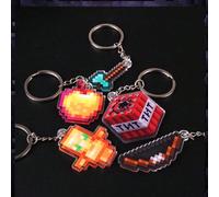 12 pièces Minecraft Porte-clés acrylique officiellement licencié My World, Totem de l'immortalité, Pioche et Cristal de l'End avec autres porte-clés, décorations de sac à dos, meilleurs cadeaux, acces